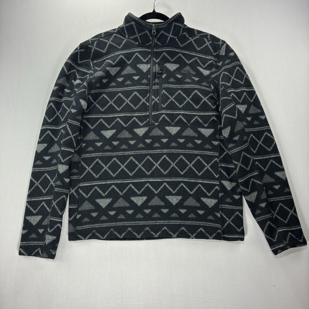 The North Face Men’s M Gray Black Geometric Aztec 1/4 Zip Fleece Pullover